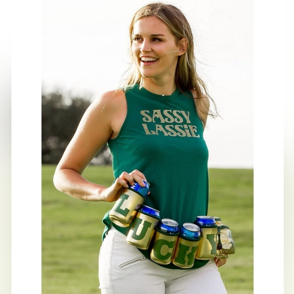 NWOT Tipsy elves lucky fanny pack with 6 drink holders - Picture 2 of 5